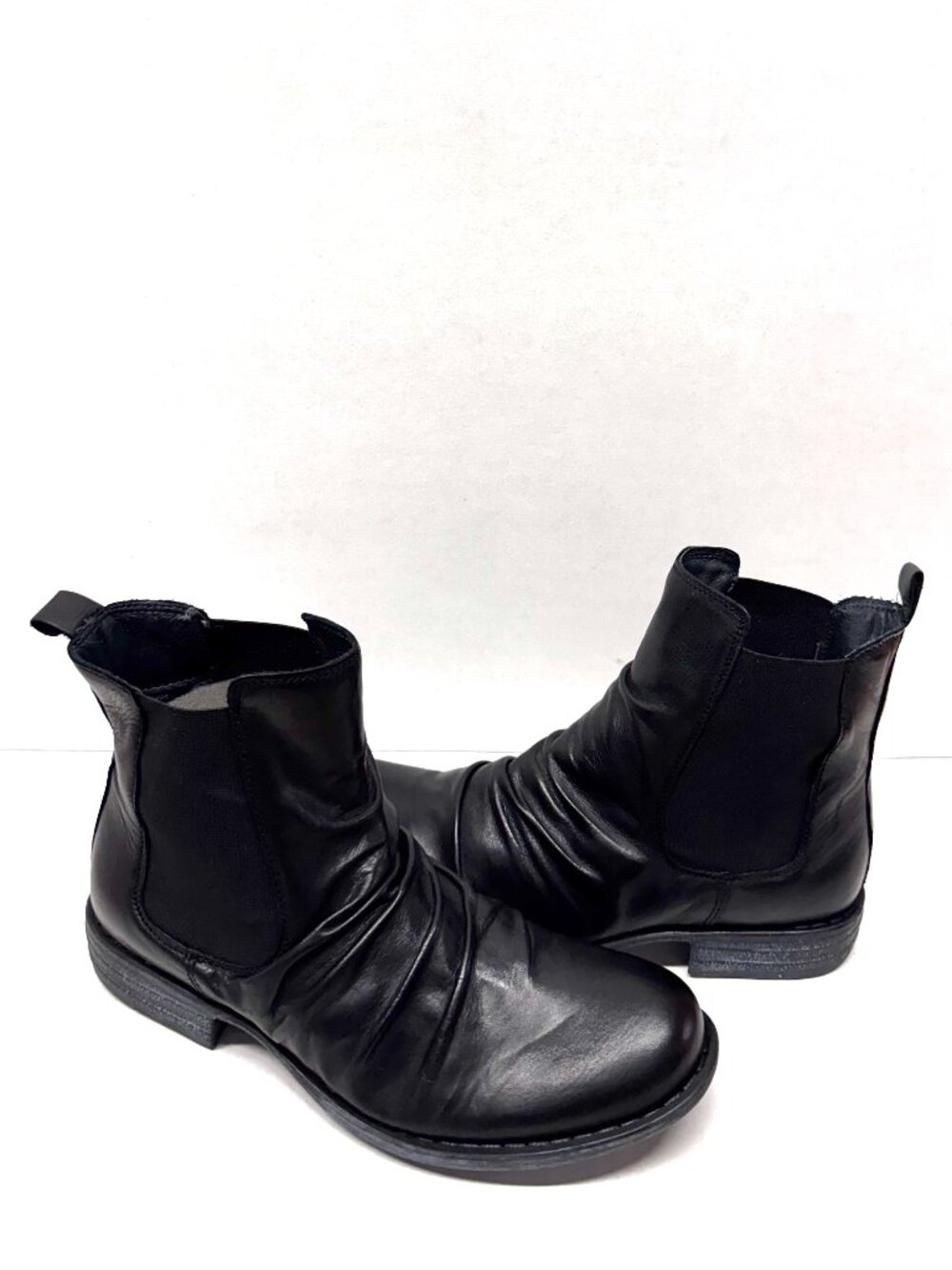 MIZ MOOZ RUCHED LEATHER BOOTIE SIDE ELASTIC GORE BLACK 37EU / 6.5US NEW B - 74